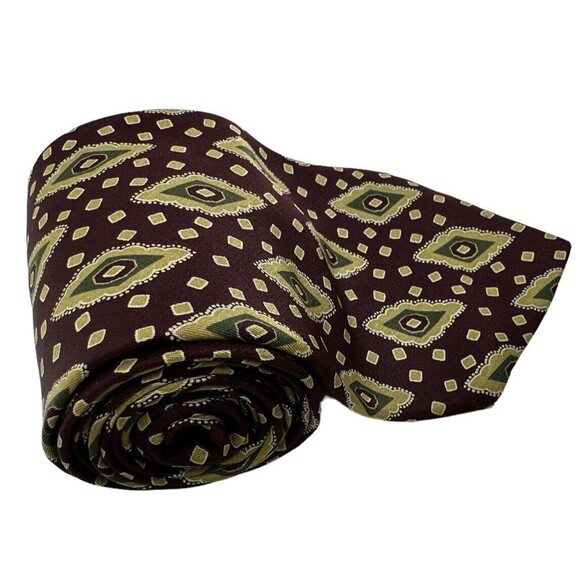 GIVENCHY Monsieur Tie Necktie VINTAGE Medallion‎ Burgundy Silk USA  Mint - Picture 1 of 7